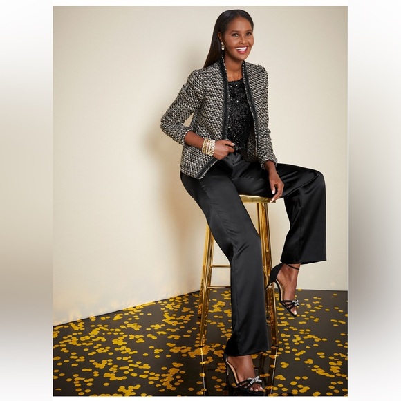 Talbots BRECKENRIDGE TWEED JACKET Women's Black and White Tweed Jacket size 16 - Picture 10 of 12